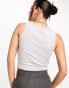 JJXX Fallon ribbed cropped vest top in light grey