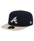 Фото #2 товара Men's Navy Atlanta Braves Canvas A-Frame 59FIFTY Fitted Hat