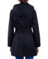 Petite Hooded Belted Zip-Front Raincoat