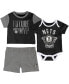 ფოტო #1 პროდუქტის Infant Boys and Girls Black Brooklyn Nets Putting Up Numbers Bodysuit T-Shirt and Shorts Set