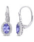 ფოტო #1 პროდუქტის Tanzanite, Topaz and Diamond Accent Vintage-Like Halo Earrings in 14K White Gold