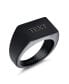 Фото #4 товара Mens Monogram Initial Rectangle Black Signet Ring Stainless Steel Polished Matte Finish