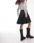 Фото #2 товара Topshop denim knee length pleat skirt in washed black