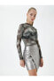 Фото #3 товара Юбка Koton Mini Wrap Silver Asymmetrical Cut