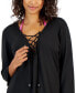 Фото #3 товара Women's Lace-Up Cover-Up Tunic Top