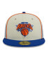 Men's Cream, Blue New York Knicks Piping 2-Tone 59FIFTY Fitted Hat