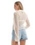 Фото #3 товара Pieces open neck lace shirt in cream