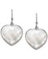 ფოტო #3 პროდუქტის Mother-of-Pearl Heart Drop Earrings in Sterling Silver