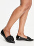 ASOS DESIGN Wide Fit Lake bow pointed ballet flats in black