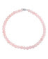 Bling Jewelry plain Simple Classic Western Jewelry Pale Pink Rose Quartz Round 10MM Bead Strand Necklace For Women Silver Plated Clasp 20 Inch