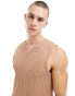 ASOS DESIGN vest in beige texture with notch neckline