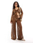 Фото #1 товара Pieces mesh swirl detail beach top co-ord in brown