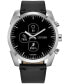 ფოტო #1 პროდუქტის Men's CZ Smart Hybrid Sport Black Leather Strap Smart Watch 43mm