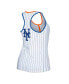 Фото #4 товара Women's White New York Mets Pinstripe Henley Racerback Tank Top