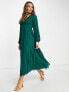 Фото #1 товара ASOS DESIGN pleated bodice plunge neck midi dress in forest green