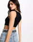 Фото #3 товара Bershka mesh overlay corset top in black