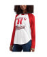 Фото #1 товара Women's White, Scarlet Nebraska Huskers From the Sideline Raglan Long Sleeve Hoodie T-shirt