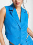 Фото #3 товара Something New x Emilia Silberg tailored cropped waistcoat co-ord in bright blue