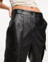 River Island utility faux leather cargo trouser in black