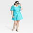 Фото #2 товара Women's Puff 3/4 Sleeve Dress - A New Day Aqua Blue XXL