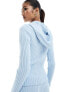 Fashionkilla knitted zip through hoodie jumper co-ord in light blue