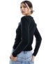 New Look lace neck jumper in black