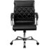 Mid-Back Designer Black Leather Executive Swivel Chair With Chrome Base And Arms