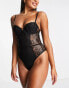 Фото #8 товара Wild Lovers Samantha sequin lace detailed underwired bodysuit in black