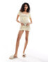 The Frolic mango cross tie detail open back mini crochet beach dress in lemon