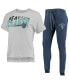 ფოტო #3 პროდუქტის Women's Deep Sea Blue, White Seattle Kraken Resurgence Slub Burnout Raglan T-shirt and Joggers Sleep Set