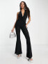 Фото #1 товара ASOS DESIGN jersey knot front jumpsuit in black