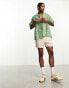 ASOS DESIGN boxy oversized revere poplin shirt with lace inserts in green Зеленый, M - Chest 40 - фото #2