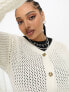 COLLUSION Plus knitted crochet cardigan in true white