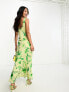 ASOS DESIGN sleeveless plunge neck burnout midi dress in green floral