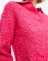 Vero Moda – Strickpullover in Pink mit Polokragen