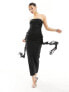 Фото #1 товара Fashionkilla glitter bandeau ruched maxi dress in black