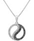 ფოტო #1 პროდუქტის Black Diamond (1/10 ct. t.w.) & White Diamond (1/10 ct. t.w.) Yin Yang 18" Pendant Necklace in Sterling Silver