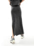 Pieces knitted midi side split skirt co-ord in charcoal