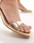 Glamorous Wide Fit low block heeled sandals in gold