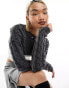 Stradivarius STR cropped cable knit jumper in washed grey M - фото #2