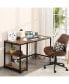 Computer Desk Office Study Table Workstation Home with Adjustable Shelf Rustic Brown