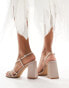 Be Mine Bridal Adilette asymmetric strap block heel sandals in blush