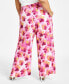 Фото #2 товара Trendy Plus Size Printed Textured Wide-Leg Pants, Created for Macy's