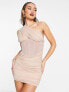 Фото #1 товара Rare London ruched one shoulder corset mini dress in blush