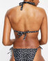 Фото #2 товара Ivory Rose Fuller Bust mix and match triangle bikini top in black polka dot