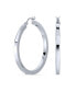 ფოტო #1 პროდუქტის Simple Large Round Flat Square Tube Big Hoop Earrings For Women Sterling Silver Hinged Notched Post 1.65 Inch Diameter