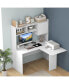 Фото #6 товара L-Shaped Desk Corner Computer Desk with Open Storage Hutch and Cabinet-White