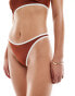 ASOS DESIGN contrast binding high leg hipster bikini bottom in brown Коричневый, 38 - фото #1