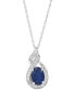 ფოტო #1 პროდუქტის Sapphire (1 ct. t.w.) & Diamond (1/8 ct. t.w.) Swirl 18" Pendant Necklace in 14k White Gold