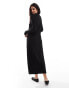 Vila textured long sleeve maxi dress in black